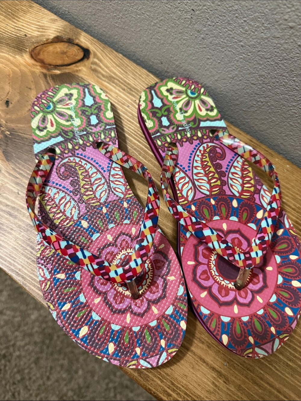 Vera Bradley Multicolor Paisley Pink Flip Flop Sandals